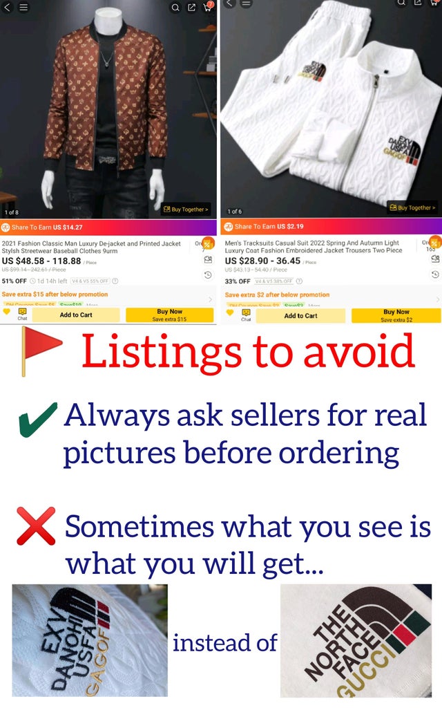 r/DHgate - Buying designer replica clothing in DHgate: a visual guide (Part 1)